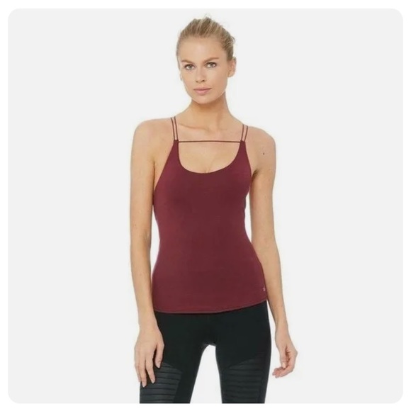 ALO Yoga Tops - Alo Yoga Link Up Bra Tank Top in Black Cherry Size‎ L